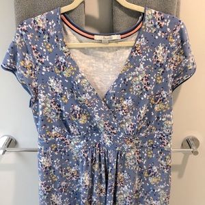 Boden Blue Floral V-neck Jersey Dress